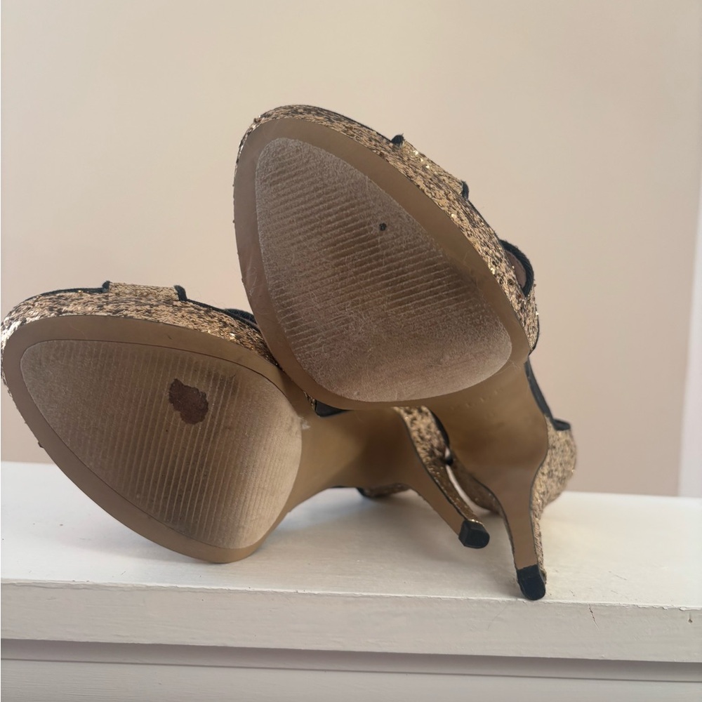 Elle Gold and Black High Heeled Sandals - Picture 5 of 5